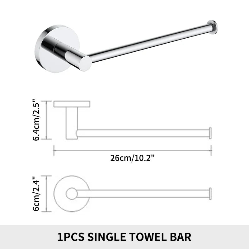 Bathroom Accessories Towel Rack Shelf Paper Holder Stainless Steel Toilet Brush Holder Hand Towel Ring Robe Hook Hanger Chrome