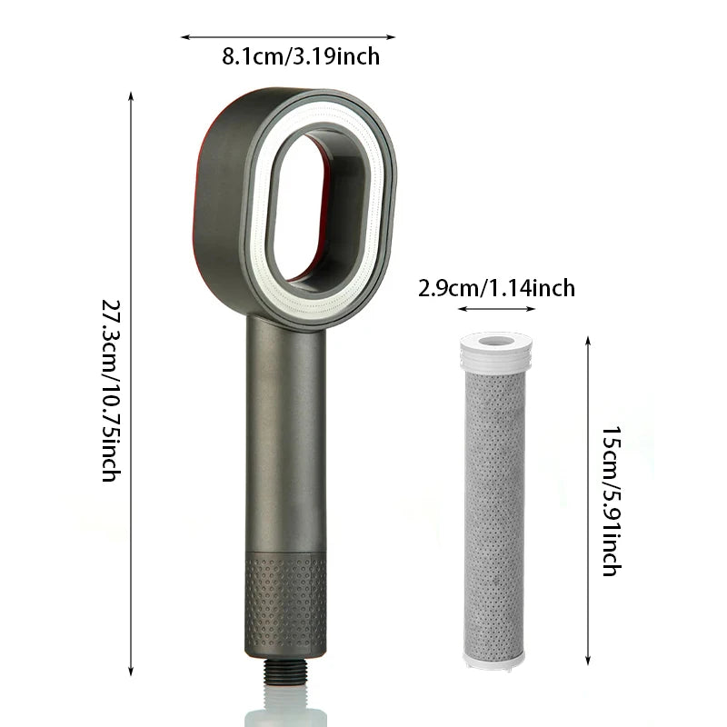 High Pressure Handheld Shower Head ACF Filter Water Saving Removes Chlorine Purifies Hard Water Beauty Rain Universal Fit