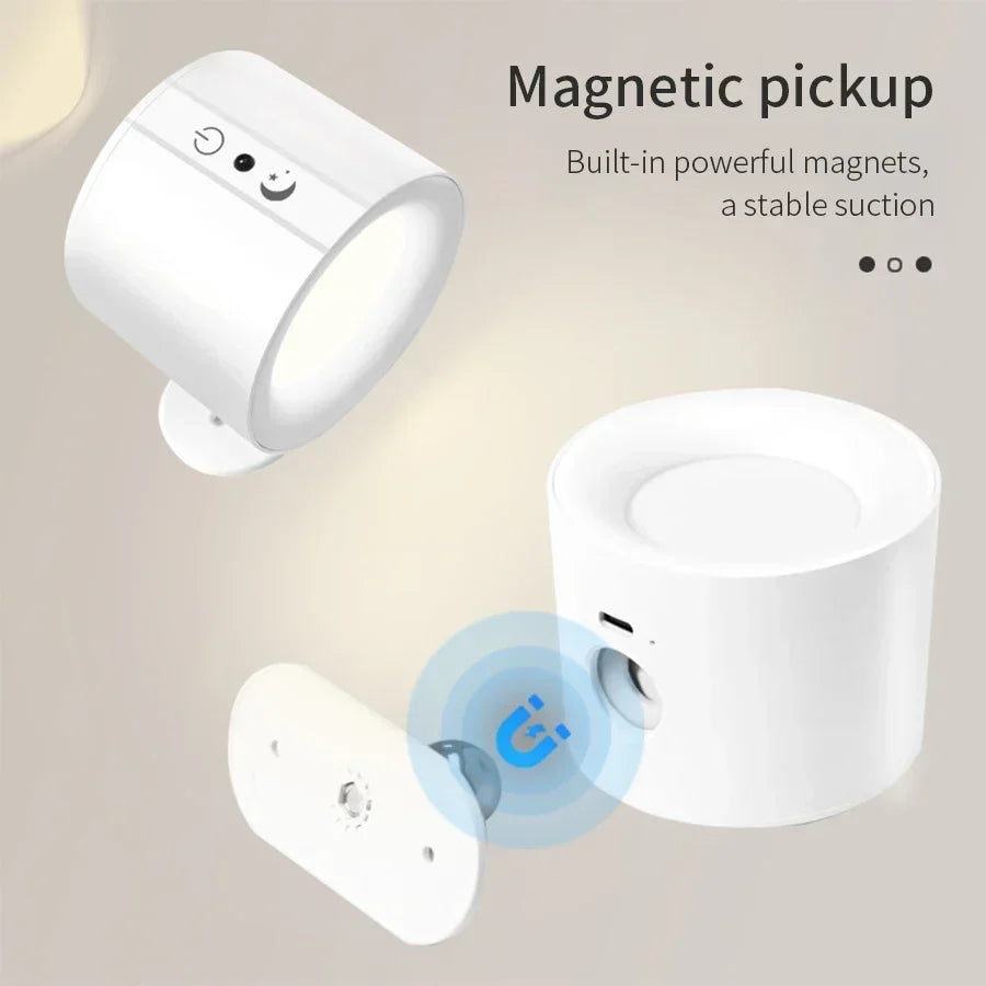 LED Wall Light Rechargeable Touch Double Head Wall Lamp 360 Rotatable 3 Colors Sconces Light Wireless Night Lights For Bedroom