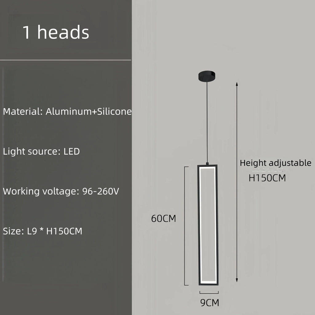 Modern Simple Staircase LED Chandeliers Aluminum Squarer Pendant Lights Loft Villa Duplex Exhibition Hall Decor Lighting Fixture
