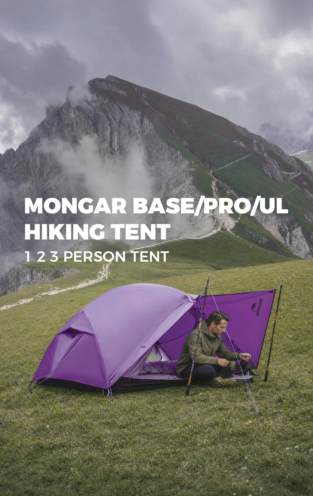 Naturehike Tent Mongar BASE/PRO/UL 1 2 3 Person Tent Ultralight Outdoor Camping Tent Waterproof Hiking Backpacking Tent Awning