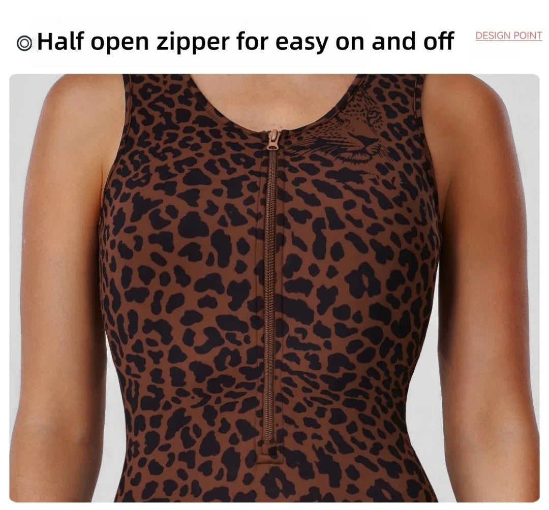 Women's Leopard Print One-Piece Yoga Jumpsuit Hip Lift Backless Sexy Fashion Sports Running casual Workout Gym Fitness Jumpsuit