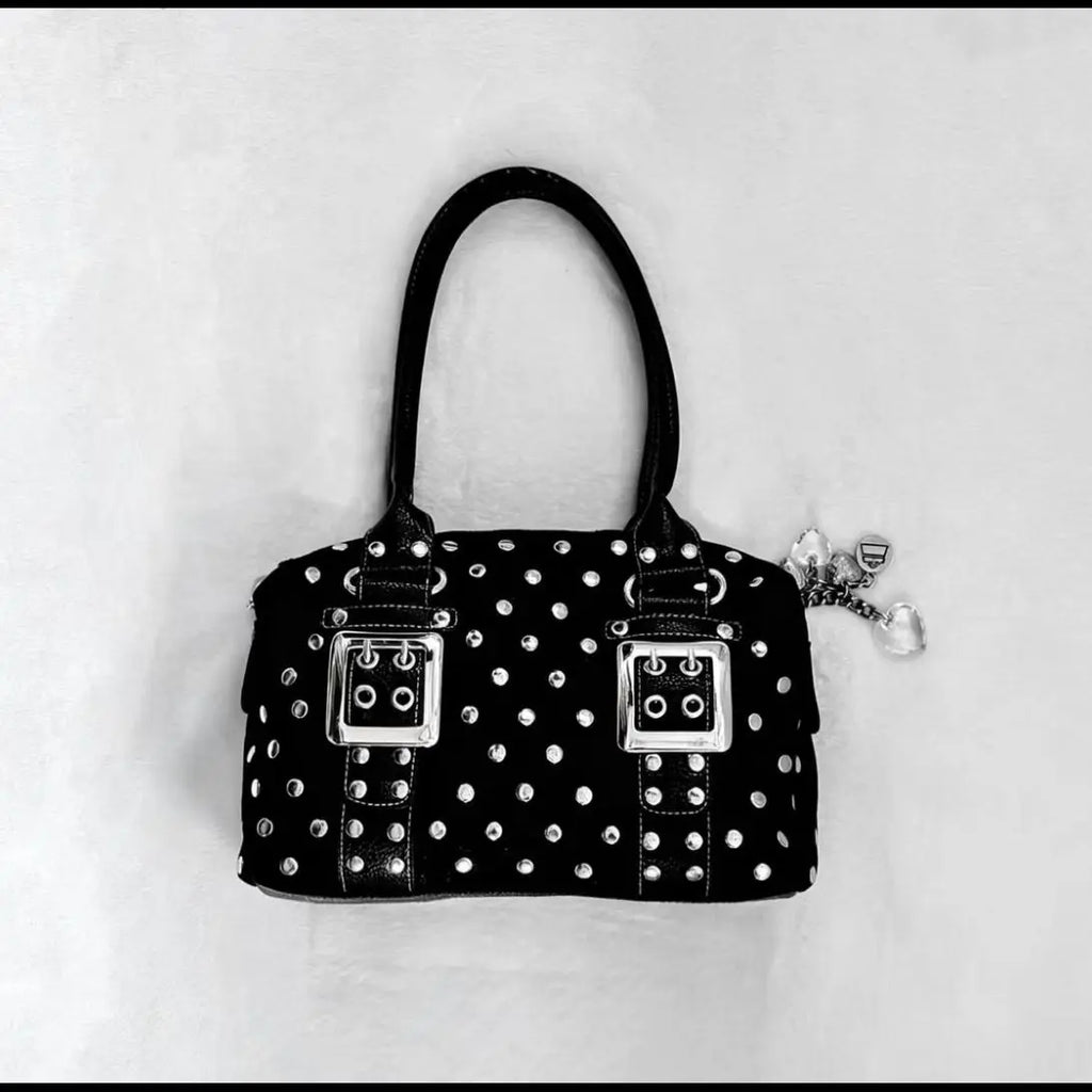 Korean Hot Girl Studded Y2K Tote Bag Women Polka Dot Leather Large Capacity Underarm Bag Ladies Retro Harajuku Handbag Chic 2026