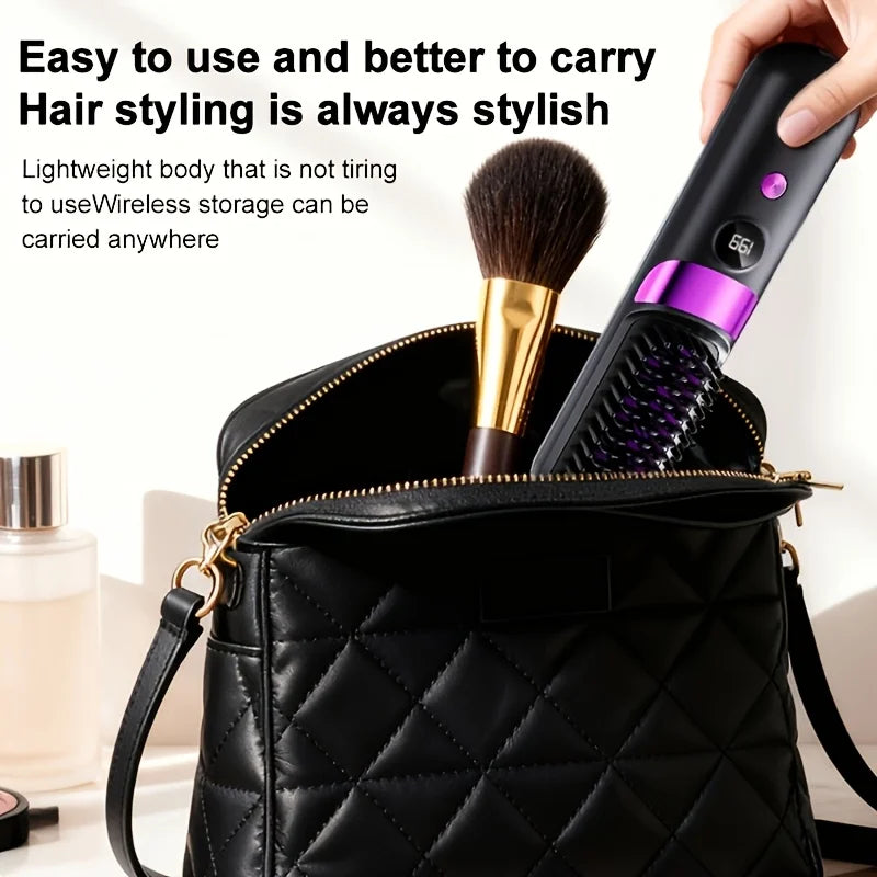 Portable Hair Straightener Brush USB Charging Cordless Hot Comb Ceramic Coating Ionic Anti Frizz Styling Tool