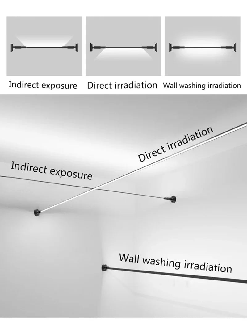 Skyline Linear Wall Lamp Strip Family Decoration Black White Steel Bar Villa Aisle DIY Length LED Ceiling Light Cutting Sconce