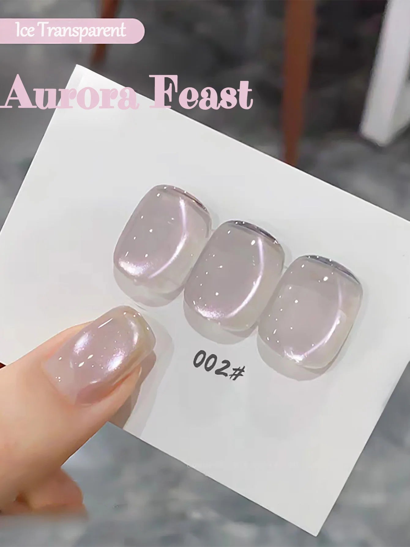 1-12pcs ZH Spring/Summer Ice Transparent Sweet Wine Glass Beads Cat Eye Nail Polish Gel New Flashy Popular Pink Nail Supplies