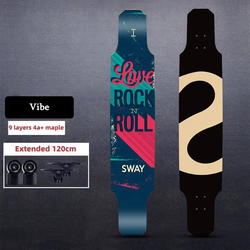 Longboard Skateboard for Beginners Cruiser Dancing Board with 9-Ply Maple Deck PU Wheels for Boys Girls Teens Street Commuting