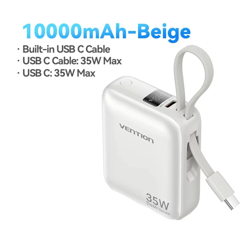 Vention NEW 10000mAh 35W Power Bank Fast Charge Portable Mini 3C PowerBank for iPhone 17 Xiaomi External Spare Battery Charger