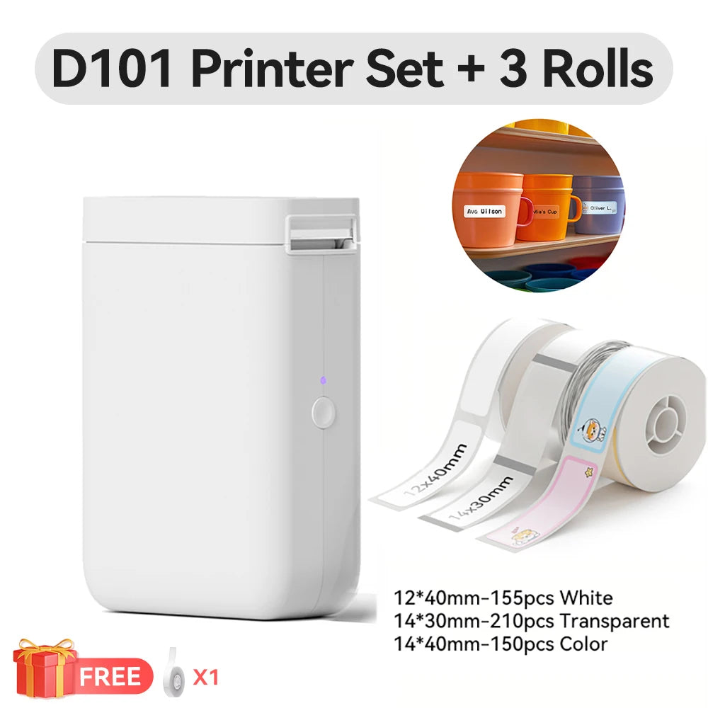 Niimbot D101 Thermal Label Printer Wireless Pocket Barcode Maker Inkless 10-25mm Width Mobile Sticker Printer for Office Home