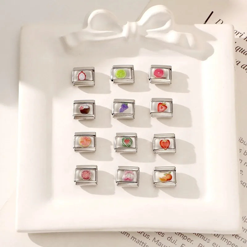 2025 Women's Fashion Colorful Flowers Sunflower Tulip Orchid Daisy Italian Charms Fit 9mm Stainless Steel Bracelet DIY Jewelry