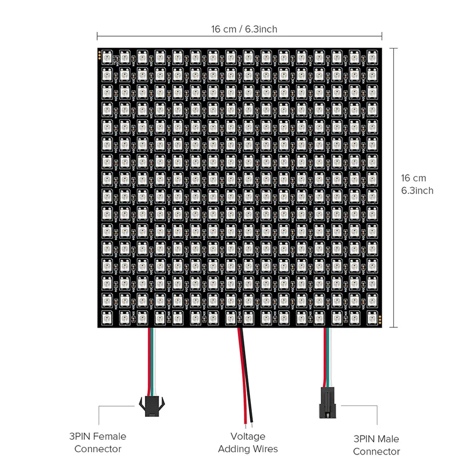 WS2812B RGB 16x16 8x32 Pixel Panel Screen 1-5 Pcs 256 Pixels WS2812B ECO Individually Addressable Digital Flexible Programmed 5V