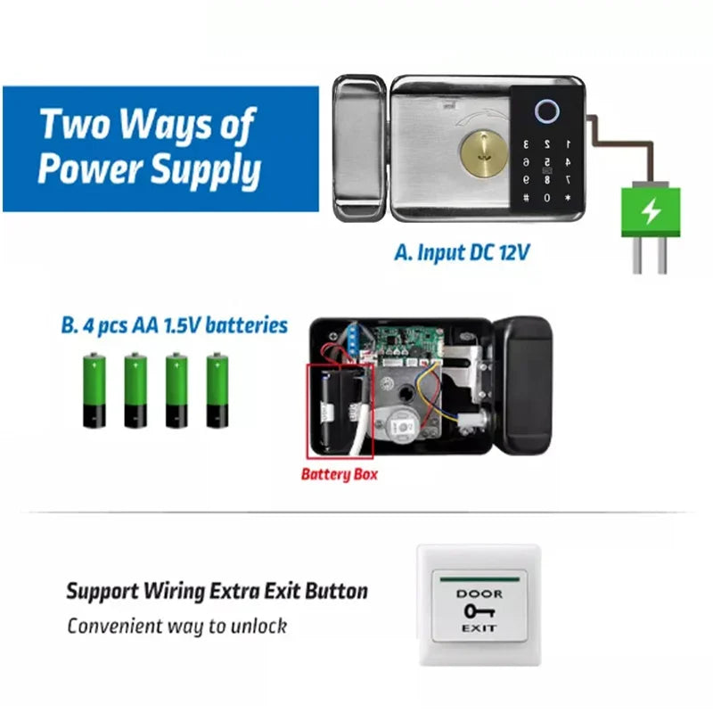 Tuya WIFI Smart Door Lock Double Side Fingerprint Lock Waterproof Outdoor Gate Passcode/IC Card /Key/Fingerprint/APP Unlock