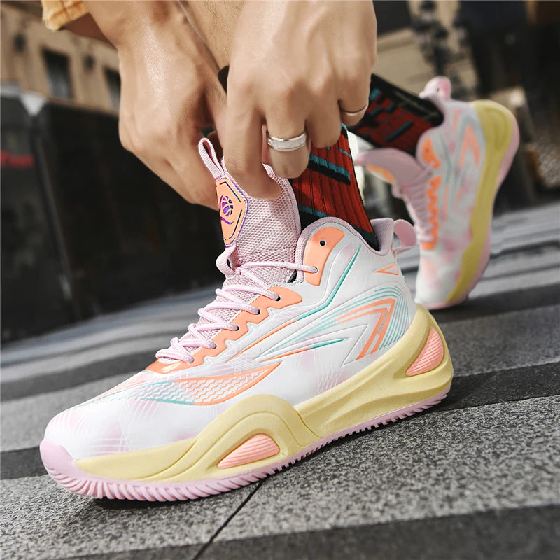 Men's Athletic Basketball Sneakers Breathable Cushioning Non-Slip Wearable Gym Training Running Shoes for Men And Women