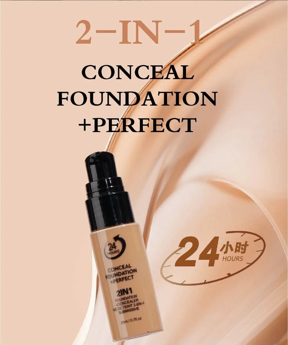 New Waterproof Liquid Foundation Oil-Control Matte Face Foundation Cream Natural Creamy Texture Foundation Concealer Cream