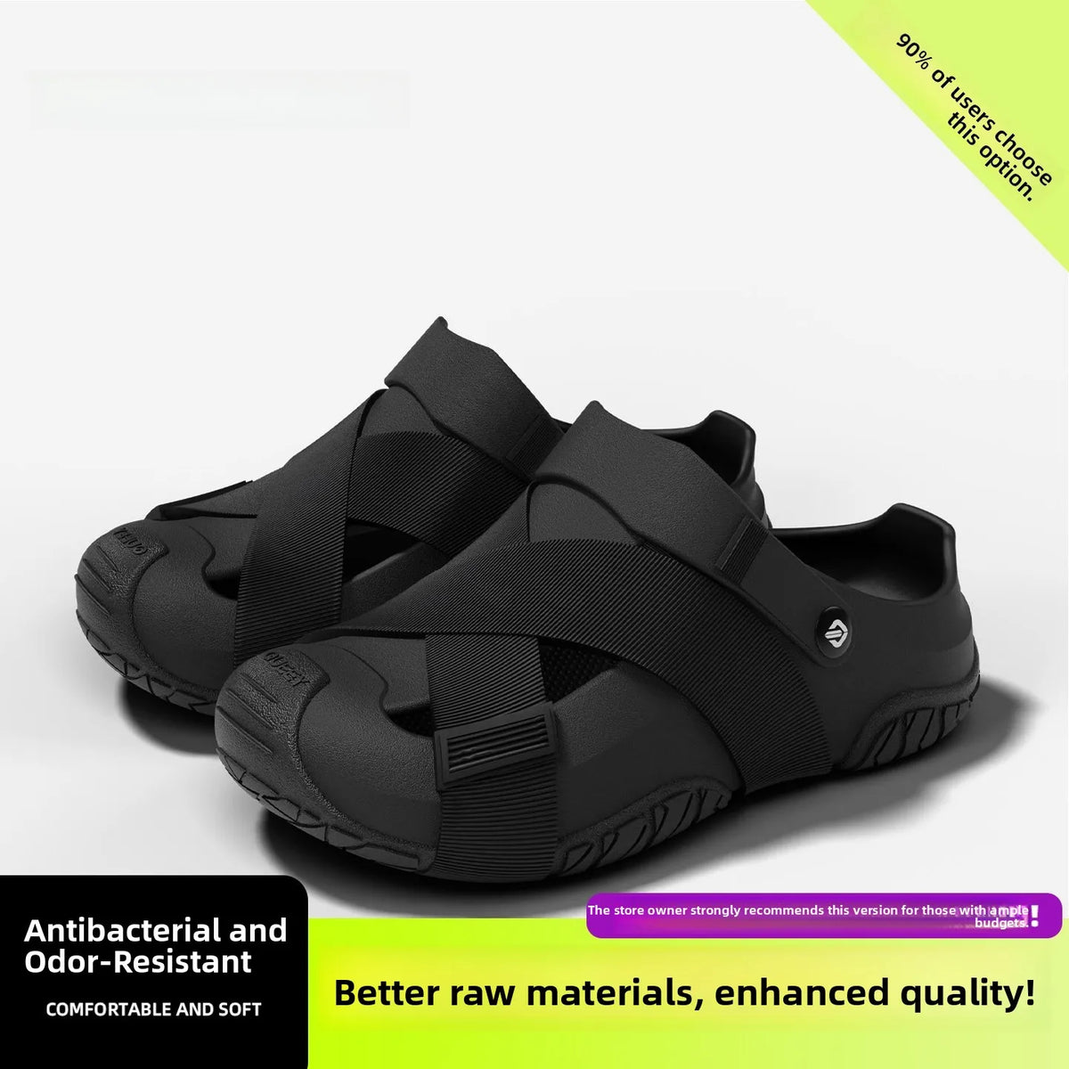 Men's Thick Bottom Sandals Full Coverage Outdoor Sports Waterproof Breathable Summer Slip-On Stream Trudging Beach Shoes