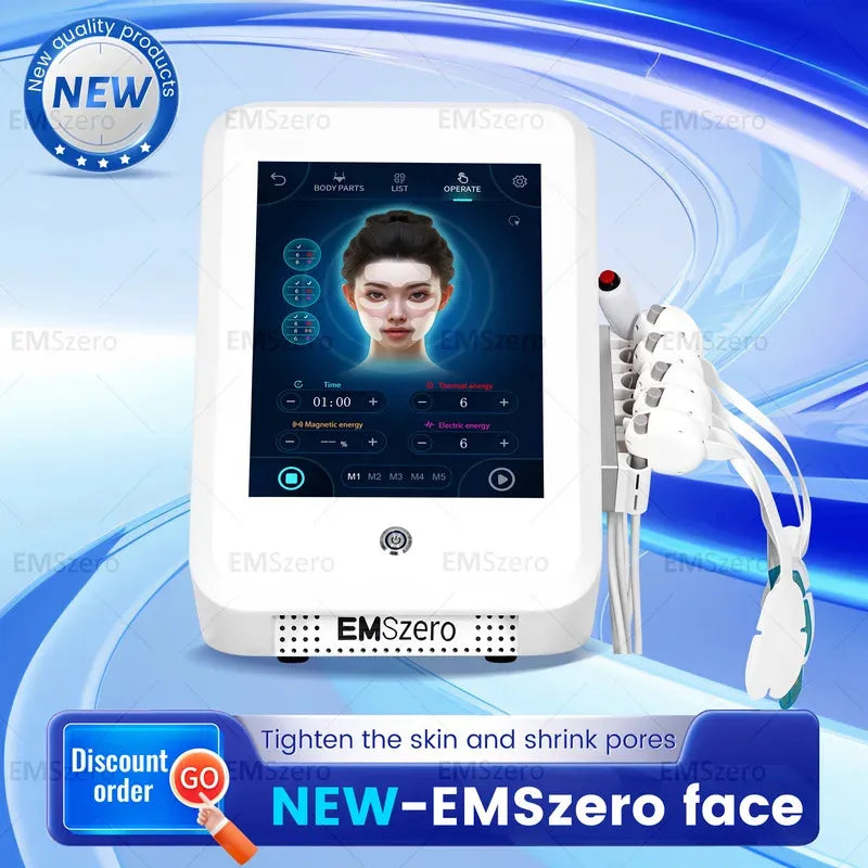 NEW Ems RF Facial Electrostimulation Face Lifting Machine 6 Handles Sculpt Face Pads Massager Device Anti Aging Wrinkles Removal