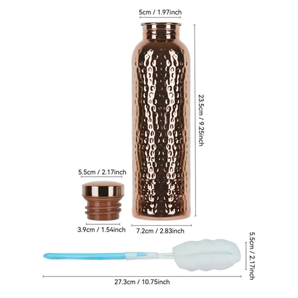 800ML Copper Water Bottle Anti-Slip Silicone Base Thermal Insulation Leakproof Sports Bottle One-Click Open Lid
