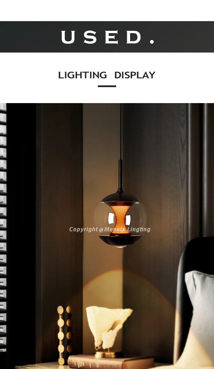 Glass Pendant Light Modern Dining Room Table Afterglow Sunset Lamp Entryway Balcony Round Table Bedroom Bedside Sleep Chandelier