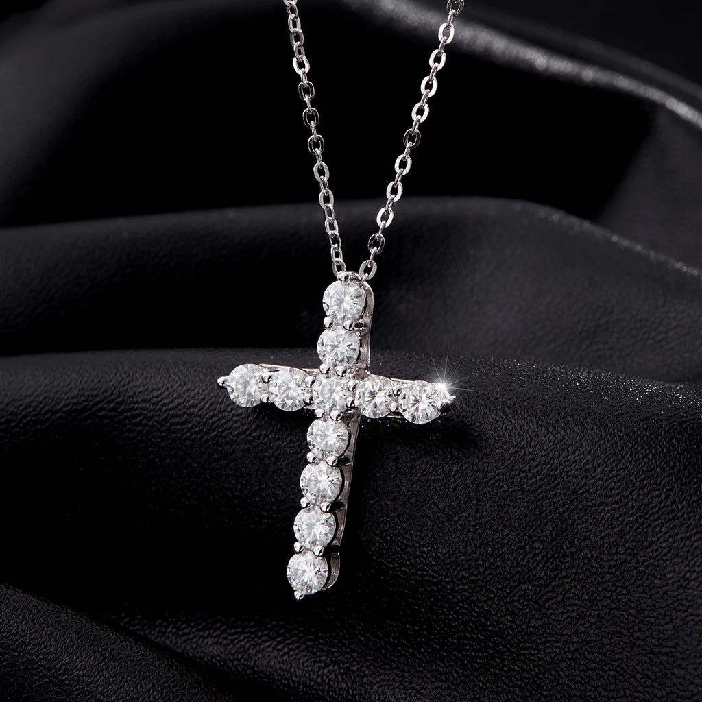 MODIAN D Color Moissanite Necklace 925 Sterling Silver Exquisite Cross Link Chain Pendant Necklace For Women Fine Jewelry Gift