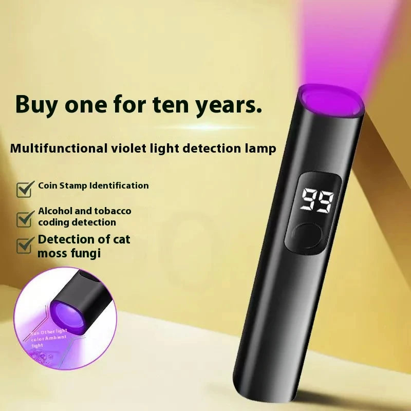 E9 Purple Light Lamp UV Flashlight 365NM Fluorescent Agent Detection USB Charging UV Nail Flashlight Currency Verification Lamp