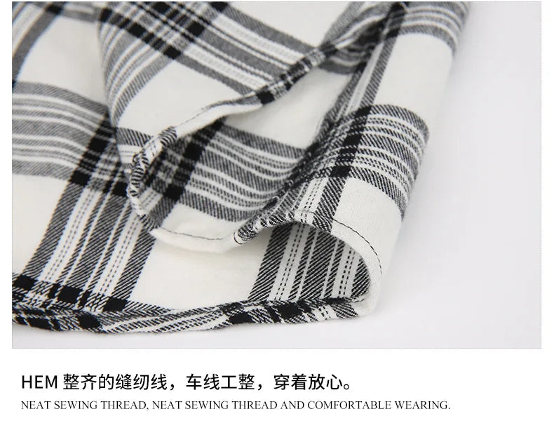 Men's long sleeve shirt ground wool plaid comfortable casual spring summer autumn high quality slim-fit free ironing fast
