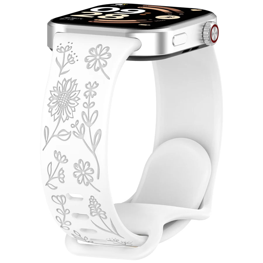 3D Carved Flowers Strap For Xiaomi Mi Smart Band 8 Pro/9 Pro/10 Pro Replacement Sport WristBand For Redmi Watch 4 5 6 Bracelet