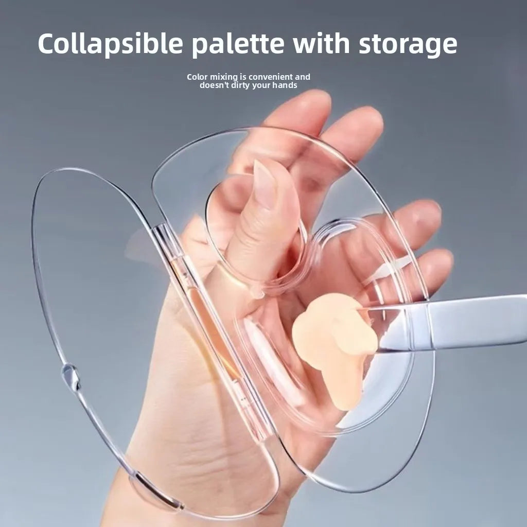 Collapsible Acrylic Foundation Mixing Palette with Storage – Portable Makeup Tool for Artists & Beauty Enthusiasts