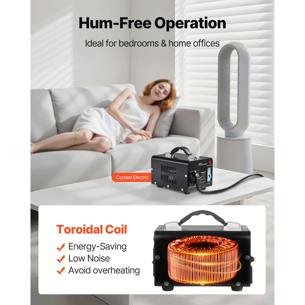 SucceBuy Voltage Converter Transformer 500/1000/1500/3000/5000/6000VA Step Up/Down Power Transformer with US Outlet EU Outlet