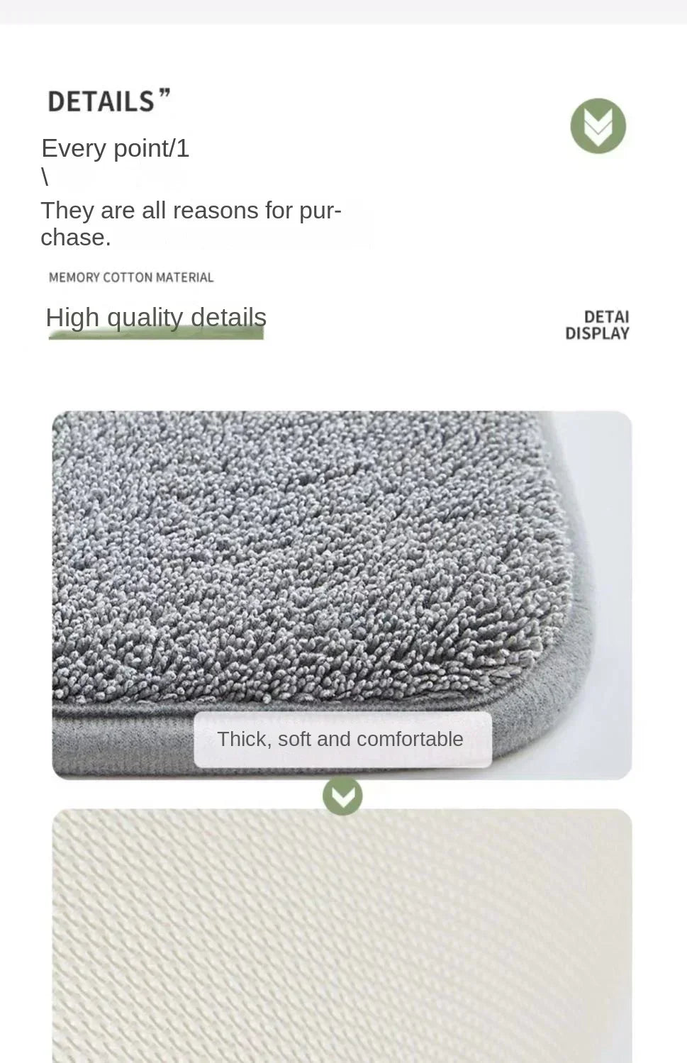 Bath Mat & Bathroom Extra Thick & Soft Memory Foam & Non Slip Super Absorbent Bathroom Rugs Bath Rug for Bathroom Floor