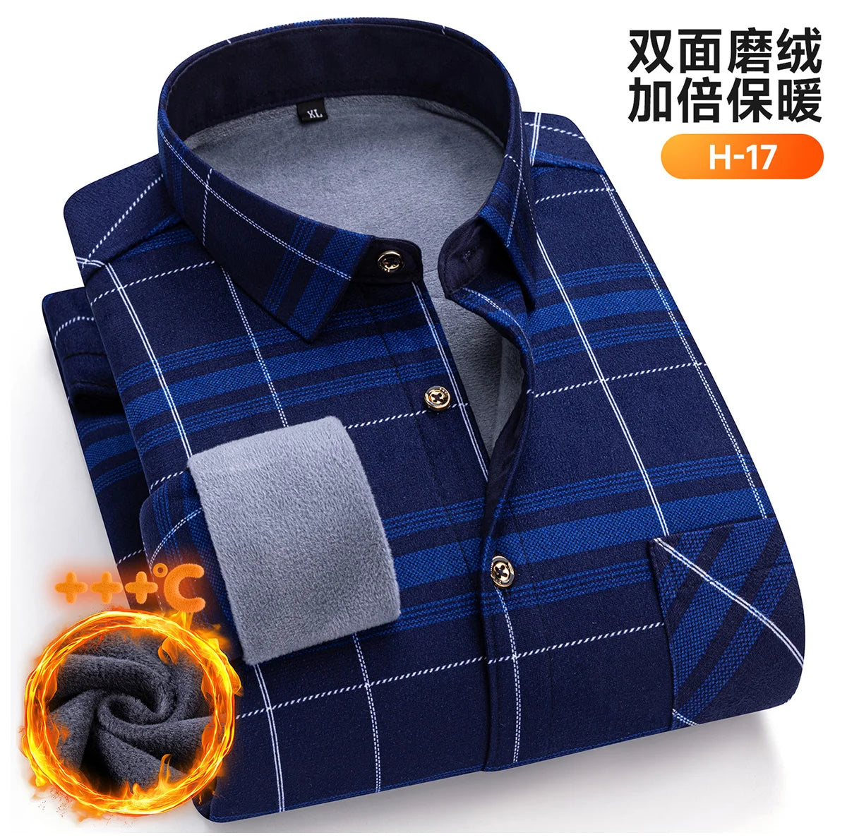 Autumn Winter New Fleece Plaid Shirt For Men Business Thickened Warm Double-sided Fleece Casual Non-ironing Fashion Check Shirts