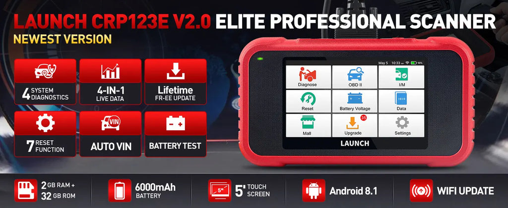 [Lifetime Free Update] 2026 LAUNCH X431 CRP123E V3.0 Car Diagnostic Tools ABS SRS AT ENG OBD2 Scanner Full OBD2 Functions