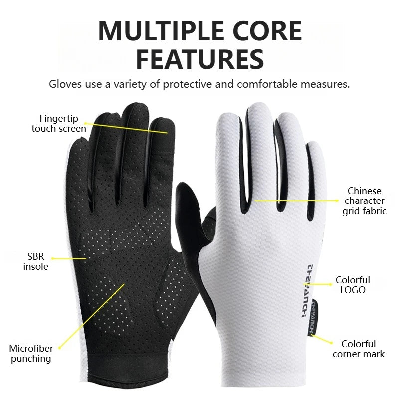 LOOGDEEL Cycling Gloves SBR High Elasticity Shock Absorption Cycling Gloves Lightweight Breathable Non-slip Full-Finger Gloves