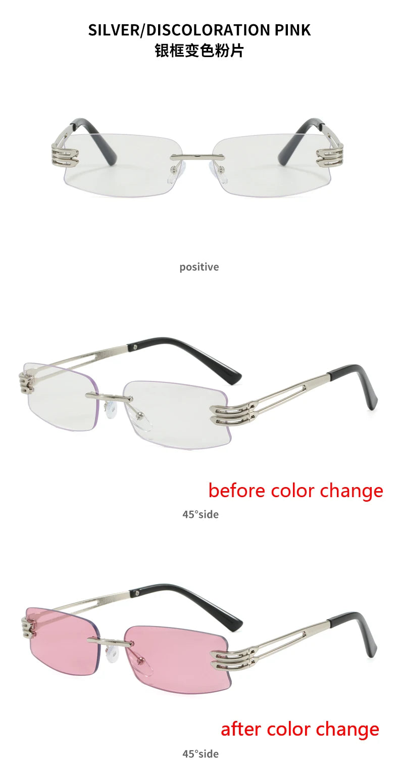 Photochromism Fashion Sunglasses Men Women Outdoor Driving Square Sun Glasses Square Sun Glasses Anti-UV Eyewear