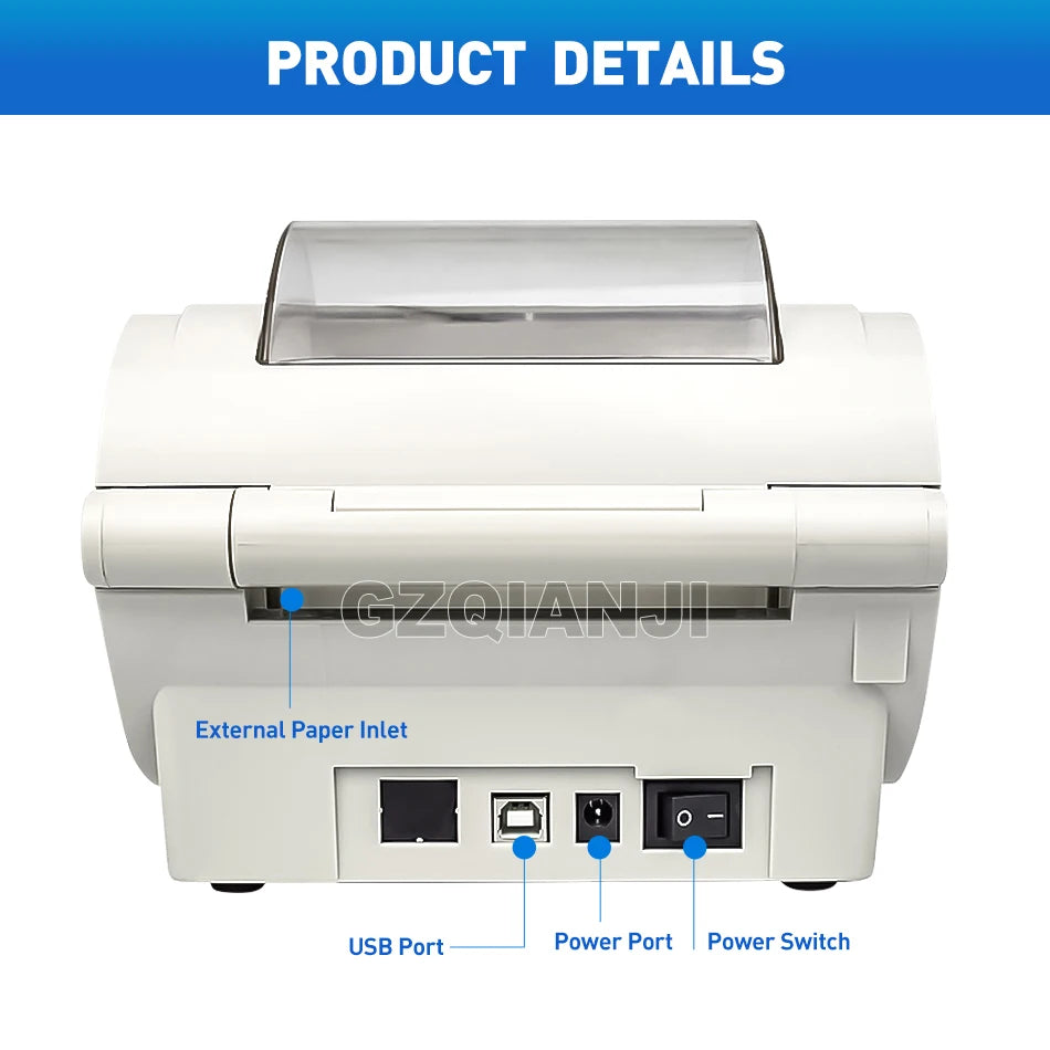 4x6inch Shipping Thermal Label Printer Portable No Ink Required 203DPI for Small Business USB High Speed Express Airway Bill ﻿