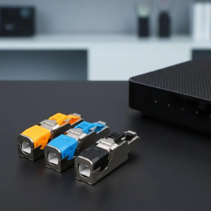 Metal RJ45 Cat8 Connector - 2000MHz 40Gbps Shielded Ethernet Plug for 22-24AWG LAN Cables, Easy Termination, Reusable ﻿