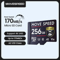 MOVESPEED B300 170MB/s TF Card A2 V30 High Speed Flash Memory Card 256GB 128GB SDXC Mini SD Card  for Camera DV Dash Cams Drones