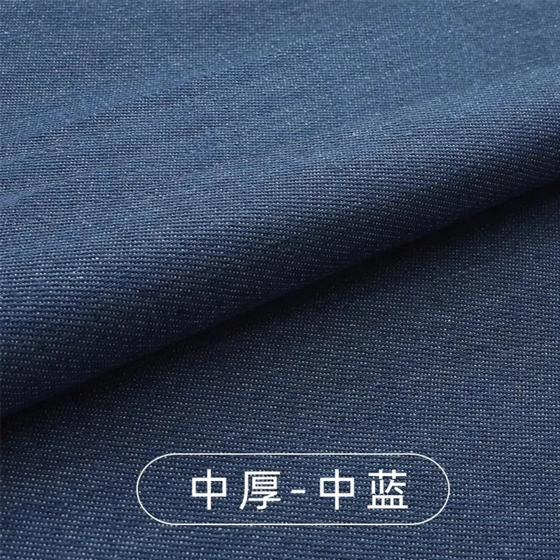 Washed Denim Fabric By The Meter for Sewing Jeans Shirts Clothing Polyester Cotton Diy Thin Thickend Micro Stretch Plain Summer