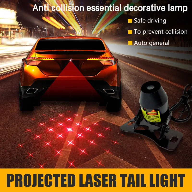 led projector Car laser Fog Light Motorcycle Anti Collision Rear-end Laser Tail Lights Brake Light Universal Decorative Lamp