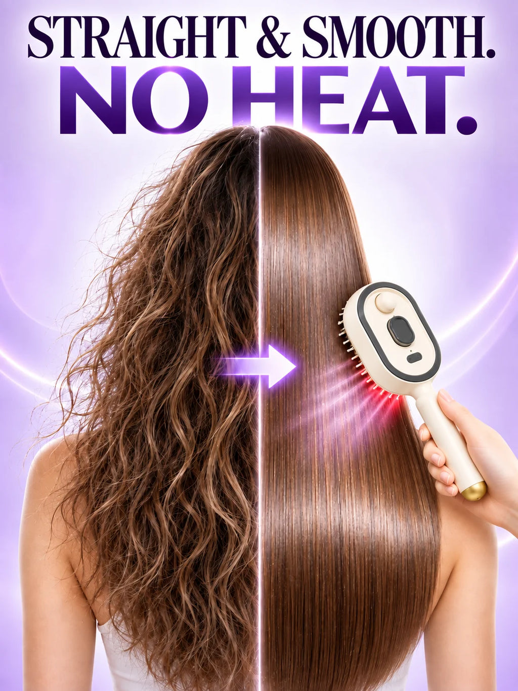 2026 Professional Hair Straightener Brush – No Heat Spray, Red Light Therapy, Scalp Massage, Cordless & Portable, Fast Charge