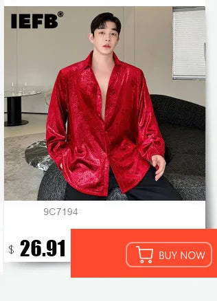 IEFB Summer Embroidery Sequin Velvet Fashionable Temperament Men's Long Sleeve Shirts Lapel Personal Design Oversize Tops 9Y6658