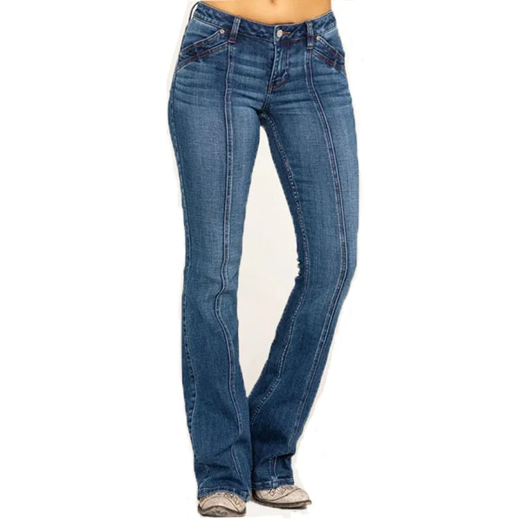 Women's Retro Washed Low Waisted Flared Jeans 2026 New Chic Casual Wide-leg Pants Female Sexy Denim Street Trousers Y2K Bottoms