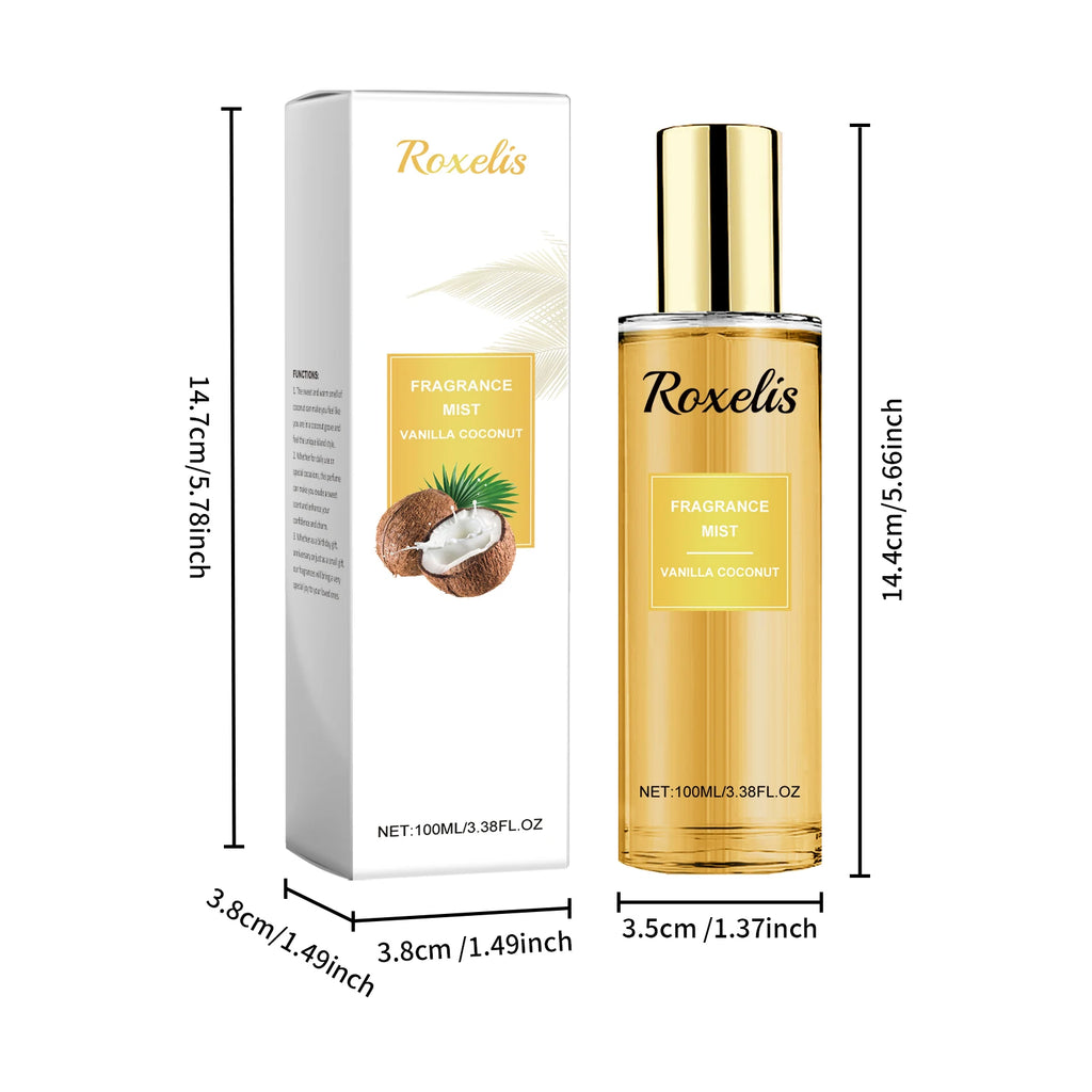 Vanilla Coconut Fragrance Spray, Long-Lasting Fresh Body Spray, Floral and Fruity Refreshing Body Fragrance