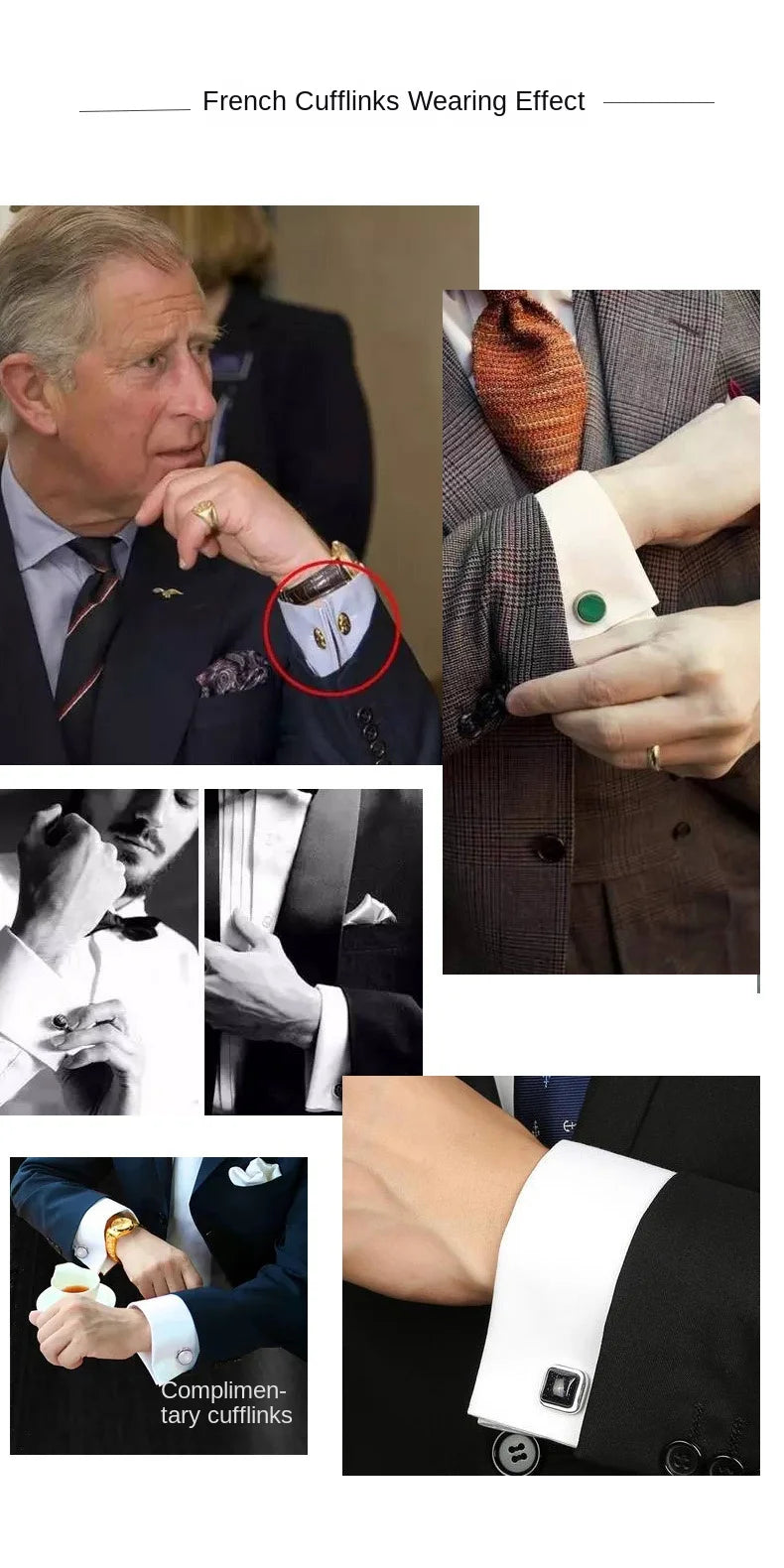 2026 Men's Long-sleeved Shirt High-grade Niche Chic Double Folded Sleeve Windsor Collar Dress Random SelectionFrench Cufflif