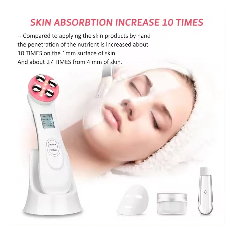 High Frequency Facial Beauty Machine 5 in 1 Facial Massager Microcurrent Rechargeable Facial Frequency Wand