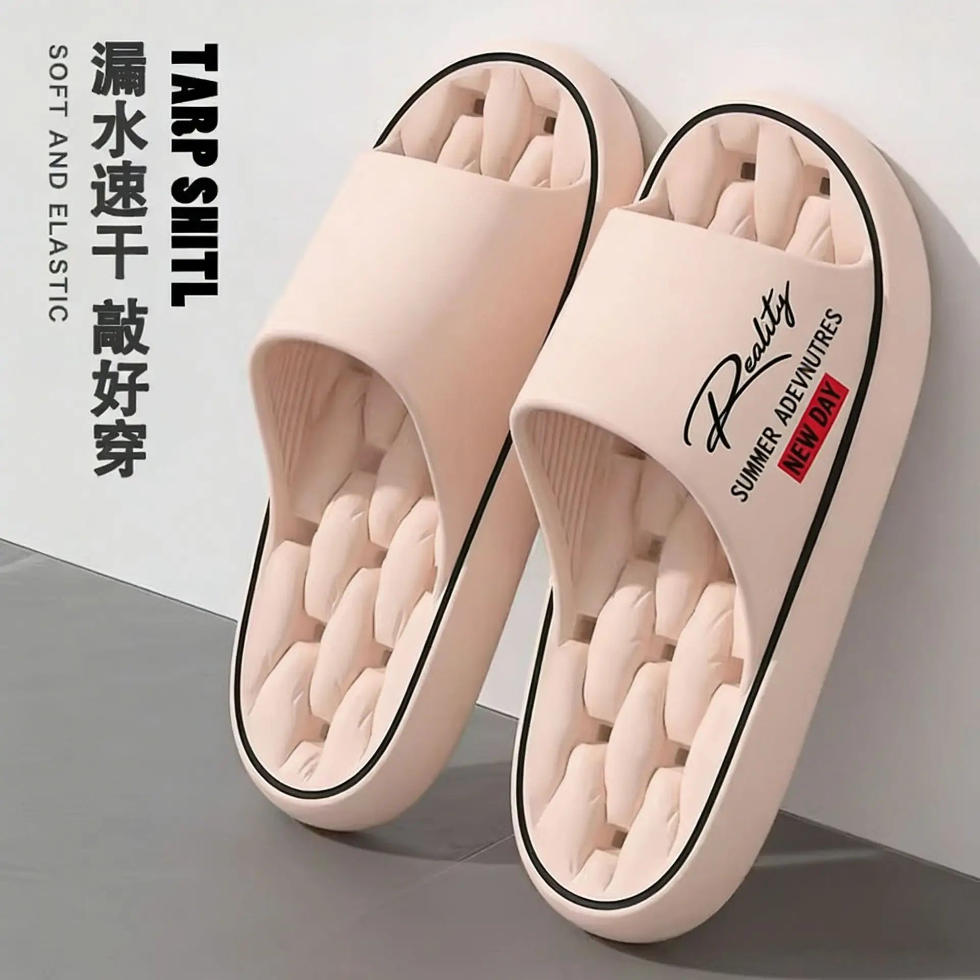 New Summer Thick Bottom Slippers Indoor Home Bathing Anti-slip Couple Outdoor Wearable Slip-On Shoes Men's Comfortable Massag...