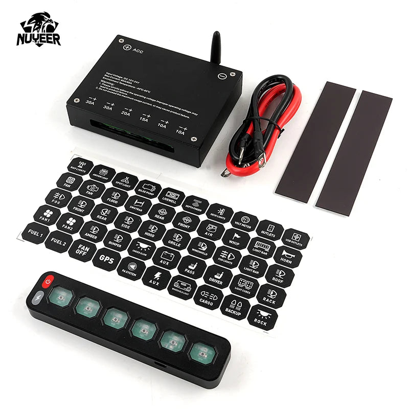 New Wireless 4/6 Gang Switch Panel Slim LED Car Light Control Circuit Relay System Box for Offroad Vehicle Car UTV ATV SUV