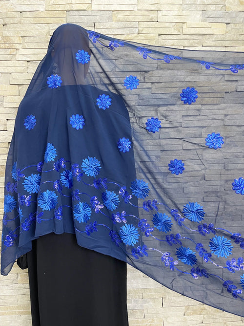2023 Latest African Spring Women Scarf Chiffon Sequin Embroidered Ramadan Hijab Shawl Fashionable Casual Diamond  Headscarf