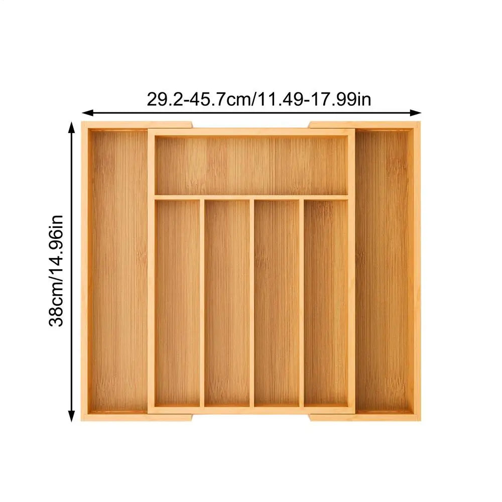 Adjustable Cutlery Tray Drawer Organizer Wooden Divider Organizer Drawer Storage Rack Cutlery Rack For Home Kitchen Restaurant