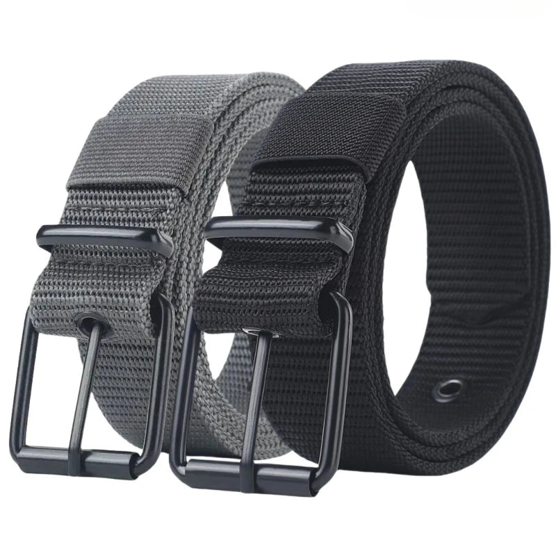 New Men Belt Porous Canvas Pin Buckle Leather Belt Outdoor Sports Belt Women's Trendy Eyelet Belt With Jeans Belt For Men Women