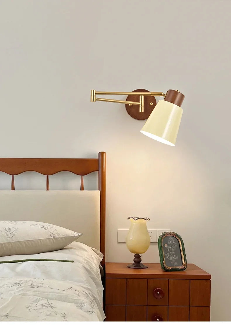 LED Bedroom Bedside Wall Lamp Swing Arm Wall Light Folding Telescopic Study Reading Lamp Study Decor Sconce Lighting